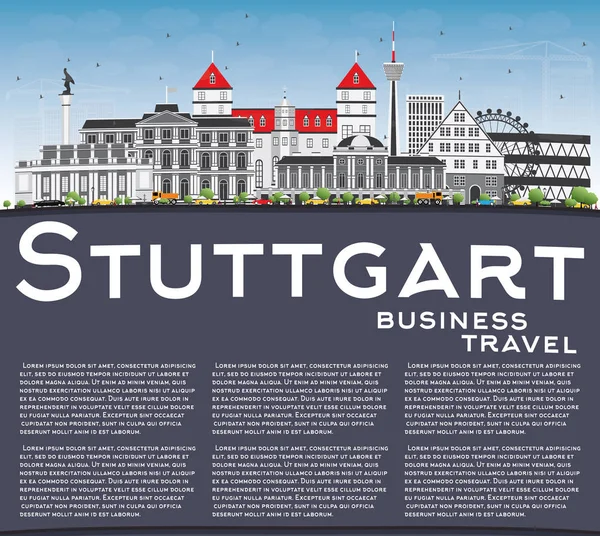 Stuttgart Skyline con edificios grises, cielo azul y espacio de copia . — Vector de stock