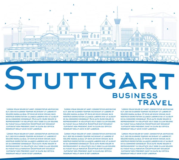 Outline Stuttgart Skyline con edifici blu e spazio copia . — Vettoriale Stock