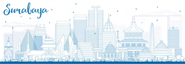 Outline Surabaya Skyline con edifici blu . — Vettoriale Stock