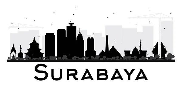 Sylwetka Surabaya City skyline czarno-białe. — Wektor stockowy