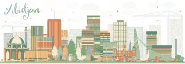 Soyut Abidjan manzarası renkli binalar.