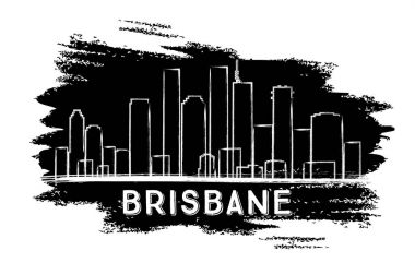 Brisbane manzarası siluet. Elle çizilmiş kroki.
