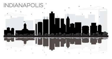 Indianapolis şehir manzarası siyah beyaz siluet reflec ile
