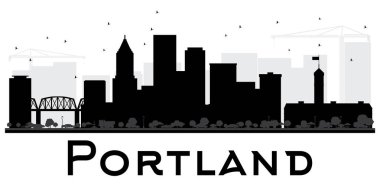 Portland şehir manzarası siyah beyaz siluet.