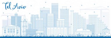 Anahat Tel Aviv manzarası ile mavi binalar.