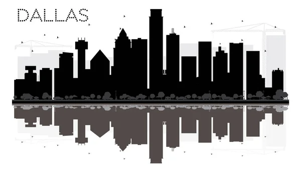 Силуэт Даллас Сити черно-белый с отражениями . — стоковый вектор