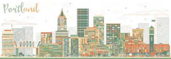 Absztrakt Portland Skyline színes épületek. — Stock Vector