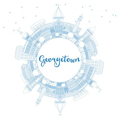 Anahat Georgetown manzarası ile mavi binalar ve kopya alanı.