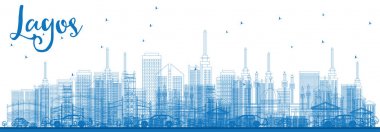 Outline Lagos Skyline with Blue Buildings. clipart