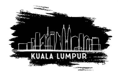 Kuala Lumpur manzarası siluet. Elle çizilmiş kroki.