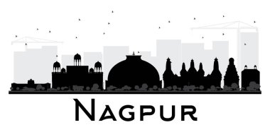 Nagpur şehir manzarası siyah beyaz siluet.