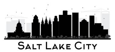Salt Lake City City skyline siyah beyaz siluet.