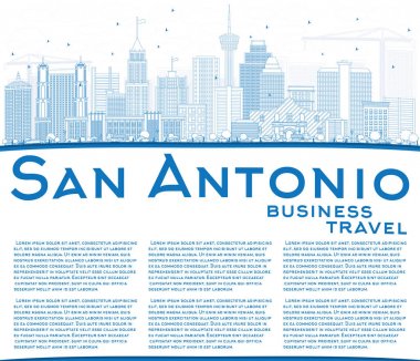 Anahat San Antonio Skyline mavi binalar ve kopya alanı.