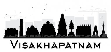 Visakhapatnam City skyline black and white silhouette. clipart