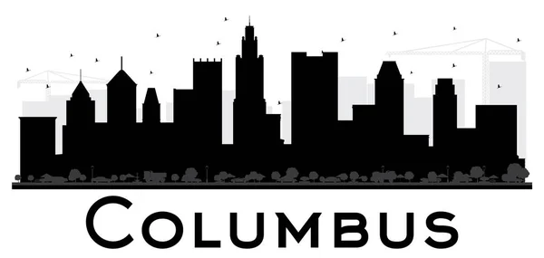 Columbus şehir manzarası siyah beyaz siluet. — Stok Vektör