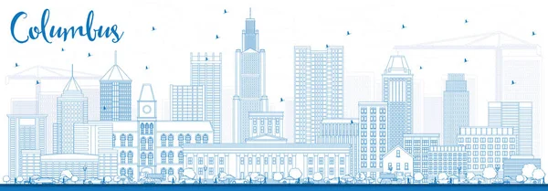 Outline Columbus Skyline con edifici blu . — Vettoriale Stock