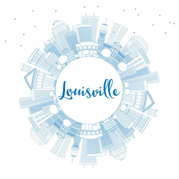 Obrys Louisville Panorama s modré budovy a kopírovat prostor. — Stockový vektor
