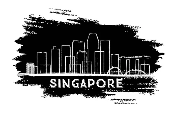 Singapore Skyline Silhouette. Schizzo disegnato a mano . — Vettoriale Stock