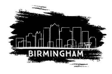 Birmingham manzarası siluet. Elle çizilmiş kroki.