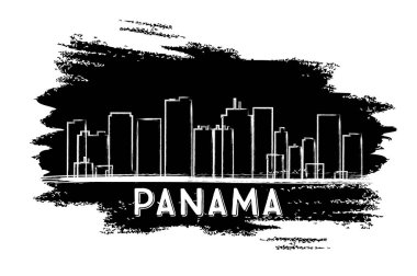 Panama manzarası siluet. Elle çizilmiş kroki.