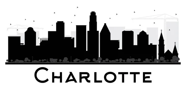 Charlotte City skyline biało-czarna sylwetka. — Wektor stockowy