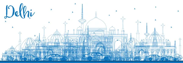 Anahat Delhi manzarası ile mavi binalar. — Stok Vektör