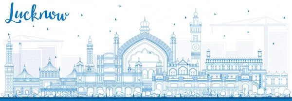 Esboço Lucknow Skyline com edifícios azuis . —  Vetores de Stock