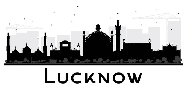 Lucknow City skyline zwart-wit silhouet. — Stockvector