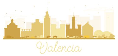 Valencia şehir manzarası altın siluet.