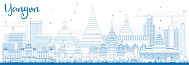 Anahat Yangon manzarası ile mavi binalar.