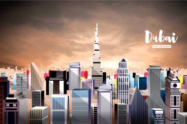 Dubai şehir manzarası. Havadan görünümü.