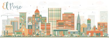Soyut El Paso manzarası renkli binalar.