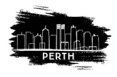 Perth manzarası siluet. Elle çizilmiş kroki.