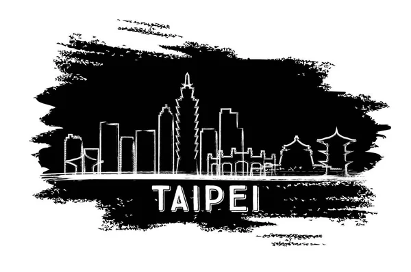 Silhouette Taipei Skyline. Croquis dessiné à la main . — Image vectorielle