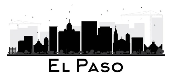 El Paso City skyline silhueta em preto e branco . —  Vetores de Stock