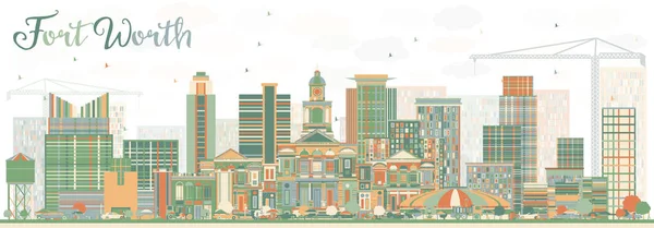 Resumen Fort Worth Skyline con edificios de color . — Vector de stock