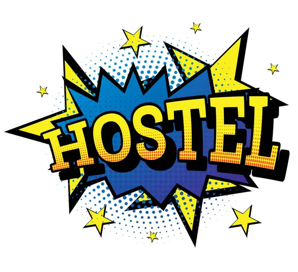 Hostel. Comic Text in Pop Art Style. — Stock Vector
