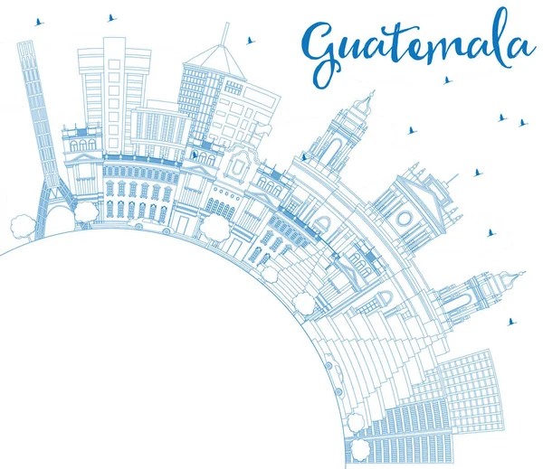 Outline Guatemala Skyline con edifici blu e spazio copia . — Vettoriale Stock