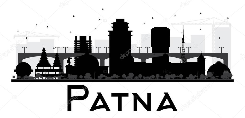 Patna City skyline black and white silhouette.