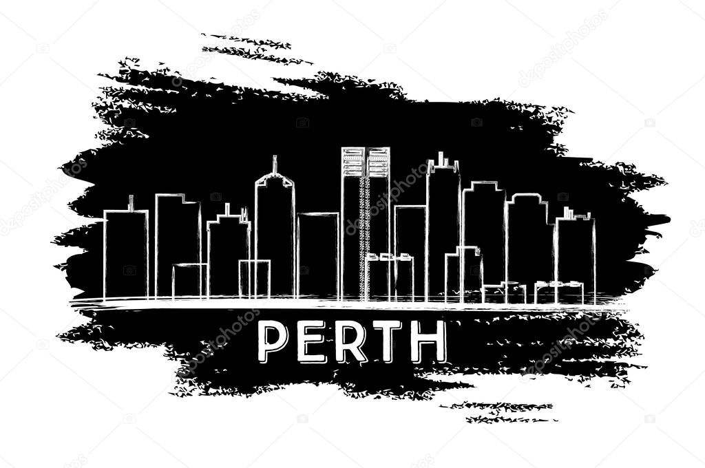 Perth Skyline Silhouette. Hand Drawn Sketch.