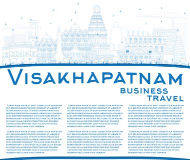 Anahat Visakhapatnam manzarası ile mavi binalar ve kopya alanı