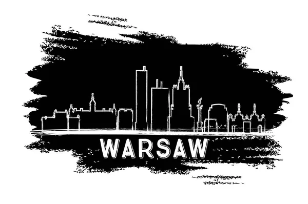 Sylwetka panoramę Warszawy. Ręcznie rysowane szkic. — Wektor stockowy