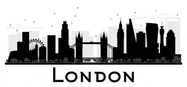 London City skyline siyah beyaz siluet.