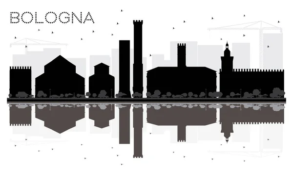 Bologna City skyline svartvit siluett med reflektioner — Stock vektor