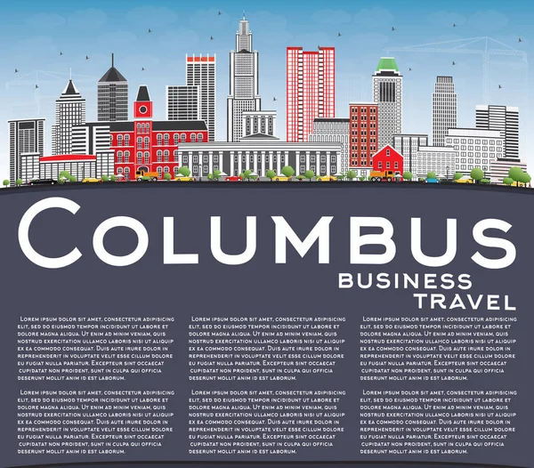 Columbus Skyline met grijs gebouwen, blauwe hemel en kopie ruimte. — Stockvector