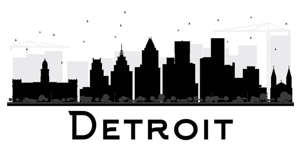 Detroit City skyline black and white silhouette. — Stock Vector