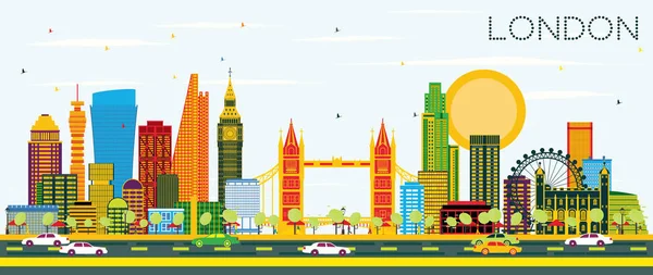 Skyline de Londres con edificios de color y cielo azul . — Vector de stock