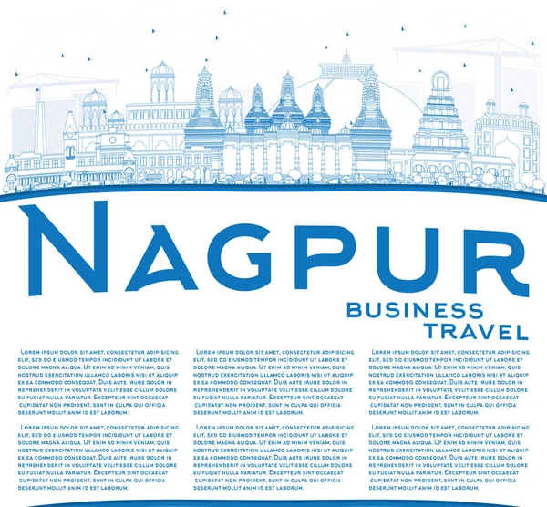 Plan Nagpur Skyline avec bâtiments bleus et espace de copie . — Image vectorielle