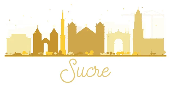 Sucre City skyline gouden silhouet. — Stockvector