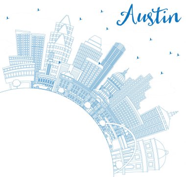 Anahat Austin Skyline mavi binalar ve kopya alanı.